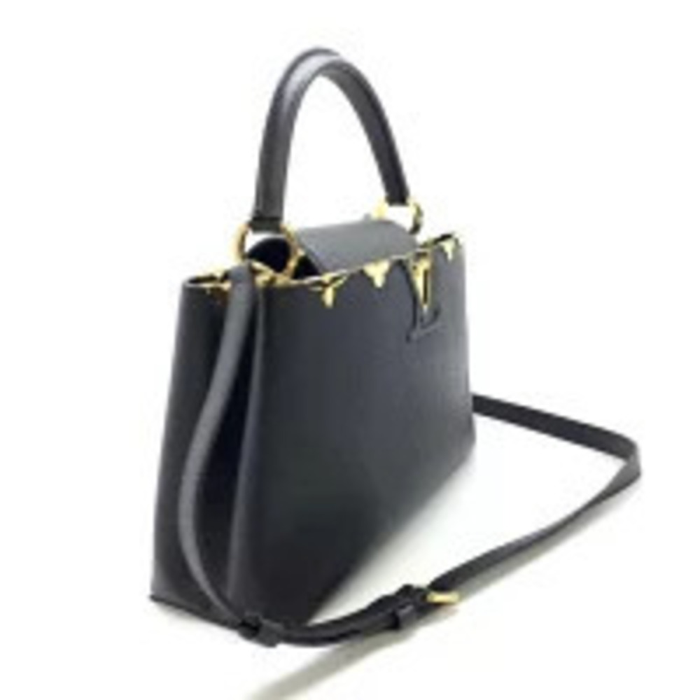 Louis Vuitton Black Shoulder Taurillon Bag Parnassa Leather Capucines Noir Black